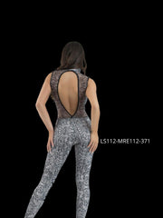Load image into Gallery viewer, ALESSIA Python Zip (Denise) - Jumpsuit in Breathable Microfibre Bielastic Shaping Containment Python Design Gray
