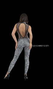 ALESSIA Python Zip (Denise) - Jumpsuit in Breathable Microfibre Bielastic Shaping Containment Python Design Gray