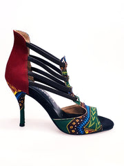 Load image into Gallery viewer, Lilith (460 Semba) - Sandalo and Donna in Dakar Daishiki Bordeaux
