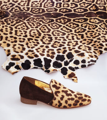 AKIM (MS21) - Mocassino in Cavallino maculato leopardo Beige chiazze marrò forma lunga