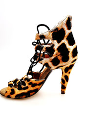 Load image into Gallery viewer, Laura Leopard - Sandalo da donna con stringa camoscio marrò in Cavallino Maculato Leopardo Beige Marrò
