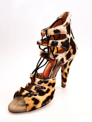 Load image into Gallery viewer, Laura Leopard - Sandalo da donna con stringa camoscio marrò in Cavallino Maculato Leopardo Beige Marrò
