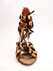 Load image into Gallery viewer, Laura Leopard - Sandalo da donna con stringa camoscio marrò in Cavallino Maculato Leopardo Beige Marrò
