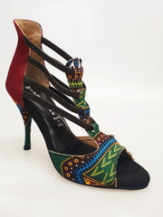 Load image into Gallery viewer, Lilith (460 Semba) - Sandalo and Donna in Dakar Daishiki Bordeaux
