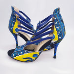 Carica immagine nella Galleria, Lilith - Sandalo da Donna in Stile Dakar Daishiki Giallo e Blu
