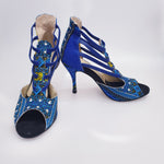 Carica immagine nella Galleria, Lilith - Sandalo da Donna in Stile Dakar Daishiki Giallo e Blu
