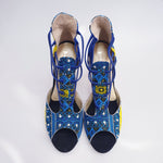 Carica immagine nella Galleria, Lilith - Sandalo da Donna in Stile Dakar Daishiki Giallo e Blu
