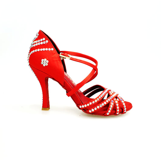 Scarpa da Ballo da Donna in Raso Seta Rosso MELODY QC Plus Wish Dance, vista laterale