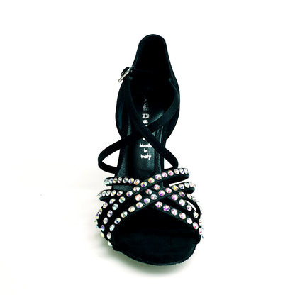 Scarpa da Ballo da Donna in Raso Seta Nero MELODY QC Plus Wish Dance, vista laterale