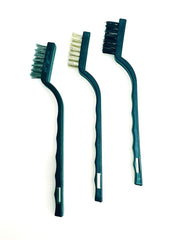 Carica immagine nella Galleria, Tris di Spazzole con dentini in acciaio Pulisci Suola in Bufalo - dentini ottone ravviva Bufalo - dentini setola ravviva Camoscio
