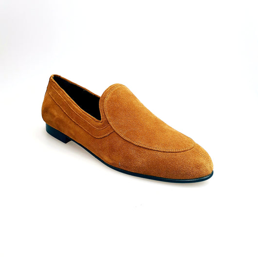 ROMEO (800K) - Mocassino Camoscio Marrone Cammello cuciture cammello foderato in pelle marrone scuro