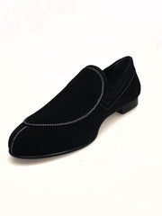 Carica immagine nella Galleria, ROMEO (800K) - Mocassino Camoscio Nero cuciture bianche Foderato in Pelle Nera
