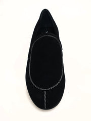 Carica immagine nella Galleria, ROMEO (800K) - Mocassino Camoscio Nero cuciture bianche Foderato in Pelle Nera
