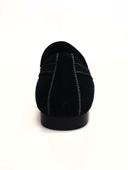 Carica immagine nella Galleria, ROMEO (800K) - Mocassino Camoscio Nero cuciture bianche Foderato in Pelle Nera
