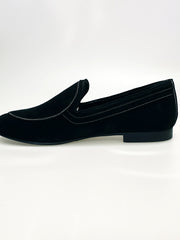 Carica immagine nella Galleria, ROMEO (800K) - Mocassino Camoscio Nero cuciture bianche Foderato in Pelle Nera
