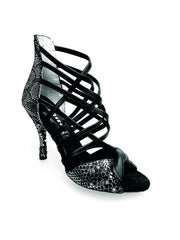 Load image into Gallery viewer, Natalia (360) - Sandalo Alto da Donna in Pitone Silver con fascette pelle nera
