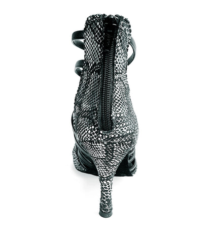 Sandalo donna Natalia (360) Wish Dance Shop in pitone argento con fasce in pelle nera, elegante e comodo.