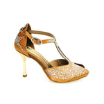 Load image into Gallery viewer, MIRIAM Temptation Plus (L6) - Scarpa Da Donna in Raso Bronzo Con Swarovski Boreali e Tacco a Stiletto
