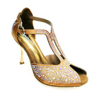 Load image into Gallery viewer, MIRIAM Temptation Plus (L6) - Scarpa Da Donna in Raso Bronzo Con Swarovski Boreali e Tacco a Stiletto
