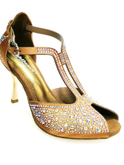 Load image into Gallery viewer, MIRIAM Temptation Plus (L6) - Scarpa Da Donna in Raso Bronzo Con Swarovski Boreali e Tacco a Stiletto
