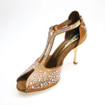 Load image into Gallery viewer, MIRIAM Temptation Plus (L6) - Scarpa Da Donna in Raso Bronzo Con Swarovski Boreali e Tacco a Stiletto
