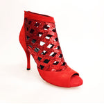 Load image into Gallery viewer, Letizia - Sandalo Da Donna a Tronchetto Camoscio Rosso e Kristall Rosso
