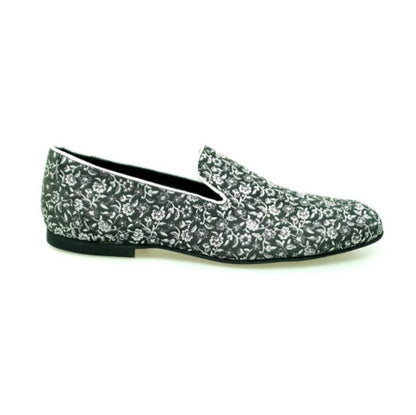 Scarpa mocassino da uomo Doge 800PJ in tessuto veneziano fiorato silver con profili in lurex silver e rivestito in vera pelle italiana