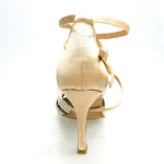 Carica immagine nella Galleria, Onda QD (BI-Flex) - Scarpa da Donna in Raso Seta Oro Flash chiaro Doppio Cinturino incrociato sulla Caviglia e sul Collopiede con Swarovski Boreali Parziale solo avanti e Fondo Extraflex Competition
