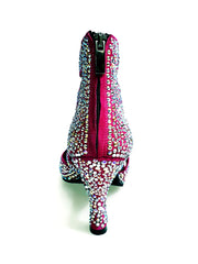 Load image into Gallery viewer, Olimpya Extra Plus - Sandalo a Tronchetto in Camoscio Fuxia con Swarovski Boreali e Tacco a Rocchetto
