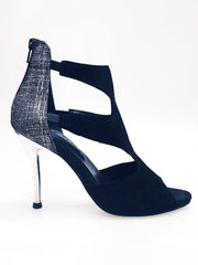 Carica immagine nella Galleria, Nina Fish - Sandalo da Donna in Camoscio Nero Avanti e Tallone in Fish Carbon Boreale
