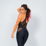 Load image into Gallery viewer, TERESA Florence (Silver) - Jumpsuit Ciniglia Bielastica Nera Puntinato Glitter Argento Sopra Microfibra Traspirante Bielastica Modellante Contenitiva Containment sotto
