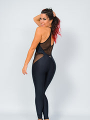 Load image into Gallery viewer, TERESA Florence (Silver) - Jumpsuit Ciniglia Bielastica Nera Puntinato Glitter Argento Sopra Microfibra Traspirante Bielastica Modellante Contenitiva Containment sotto
