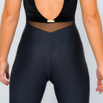 Load image into Gallery viewer, TERESA Florence (Silver) - Jumpsuit Ciniglia Bielastica Nera Puntinato Glitter Argento Sopra Microfibra Traspirante Bielastica Modellante Contenitiva Containment sotto
