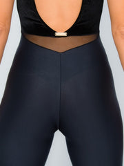 Load image into Gallery viewer, TERESA Florence (Silver) - Jumpsuit Ciniglia Bielastica Nera Puntinato Glitter Argento Sopra Microfibra Traspirante Bielastica Modellante Contenitiva Containment sotto
