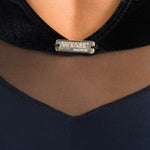 Load image into Gallery viewer, TERESA Florence (Silver) - Jumpsuit Ciniglia Bielastica Nera Puntinato Glitter Argento Sopra Microfibra Traspirante Bielastica Modellante Contenitiva Containment sotto
