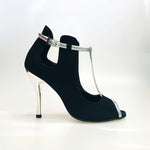 Carica immagine nella Galleria, Jenny (18/06) - Scarpa in Camoscio Nero con dettagli e Cinturini in Glitter Argento
