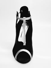 Carica immagine nella Galleria, Jenny (18/06) - Scarpa in Camoscio Nero con dettagli e Cinturini in Glitter Argento
