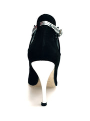 Carica immagine nella Galleria, Jenny (18/06) - Scarpa in Camoscio Nero con dettagli e Cinturini in Glitter Argento
