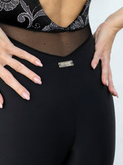 Load image into Gallery viewer, VEGA Venice (Silver) - Jumpsuit Ciniglia Bielastica Nera Disegno Glitterato Argento Sopra e Microfibra Traspirante Nera Bielastica Modellante Contenitiva Containment sotto
