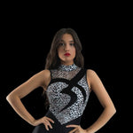 Carica immagine nella Galleria, DALIA /Sara SM (Rif.3195) - Jumpsuit in Microfibra Trasirante Leopardato Grigio Microfibra Traspirante Nera Conteiment
