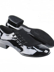 Load image into Gallery viewer, Pablo 852L (MS19) - Scarpa da Uomo Stringata in Vernice Nera e Camoscio Nero Forma tonda Suola Divisa Flex
