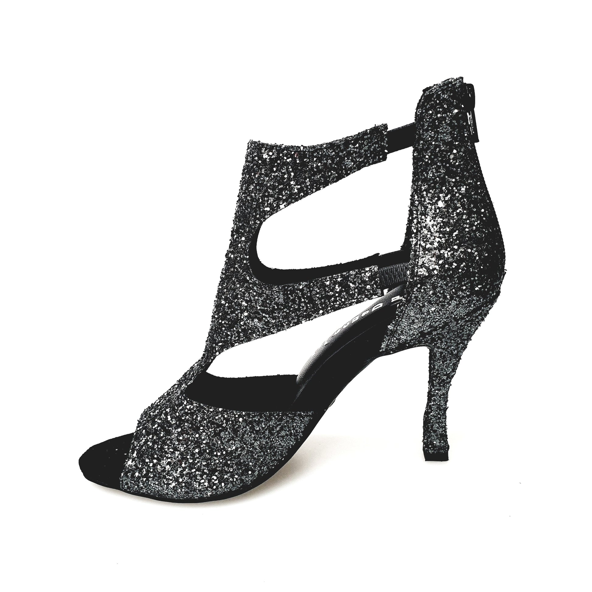 Sandalo donna Nina Kristall in cristallo carbonio con fodera in pelle, tacco squadrato sottile, scarpa elegante Wish Dance Shop
