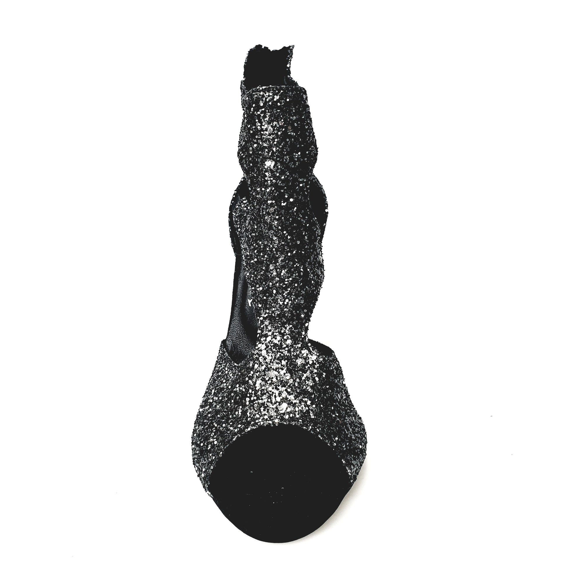 Sandalo donna Nina Kristall di Wish Dance Shop con cristalli carbon, fodera in pelle, tacco squadrato sottile e suola elegante.