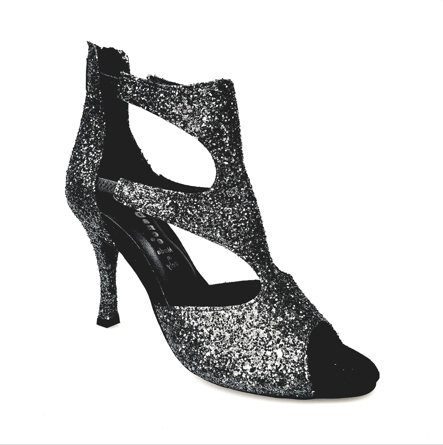 Sandalo da donna Nina Kristall in cristallo carbonio con fodera in pelle e tacco quadrato sottile, scarpa elegante Wish Dance Shop