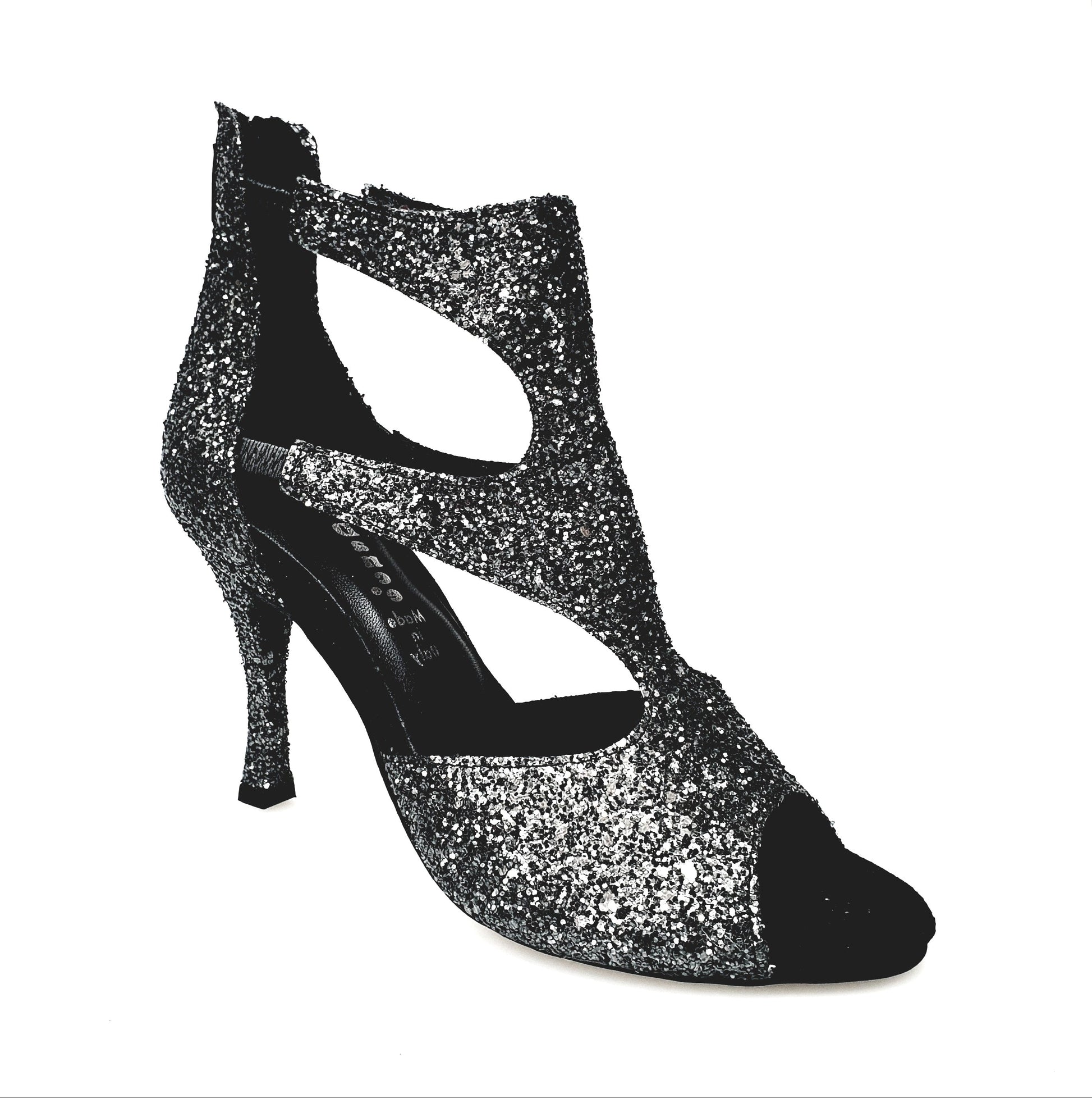Sandalo da donna Nina Kristall in cristallo carbonio con fodera in pelle e tacco quadrato sottile, scarpa elegante Wish Dance Shop