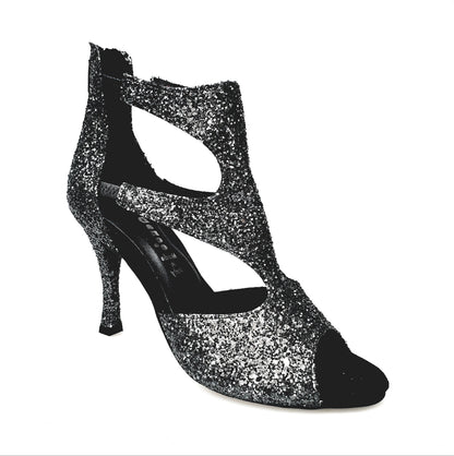 Sandalo da donna Nina Kristall in cristallo carbonio con fodera in pelle e tacco quadrato sottile, scarpa elegante Wish Dance Shop