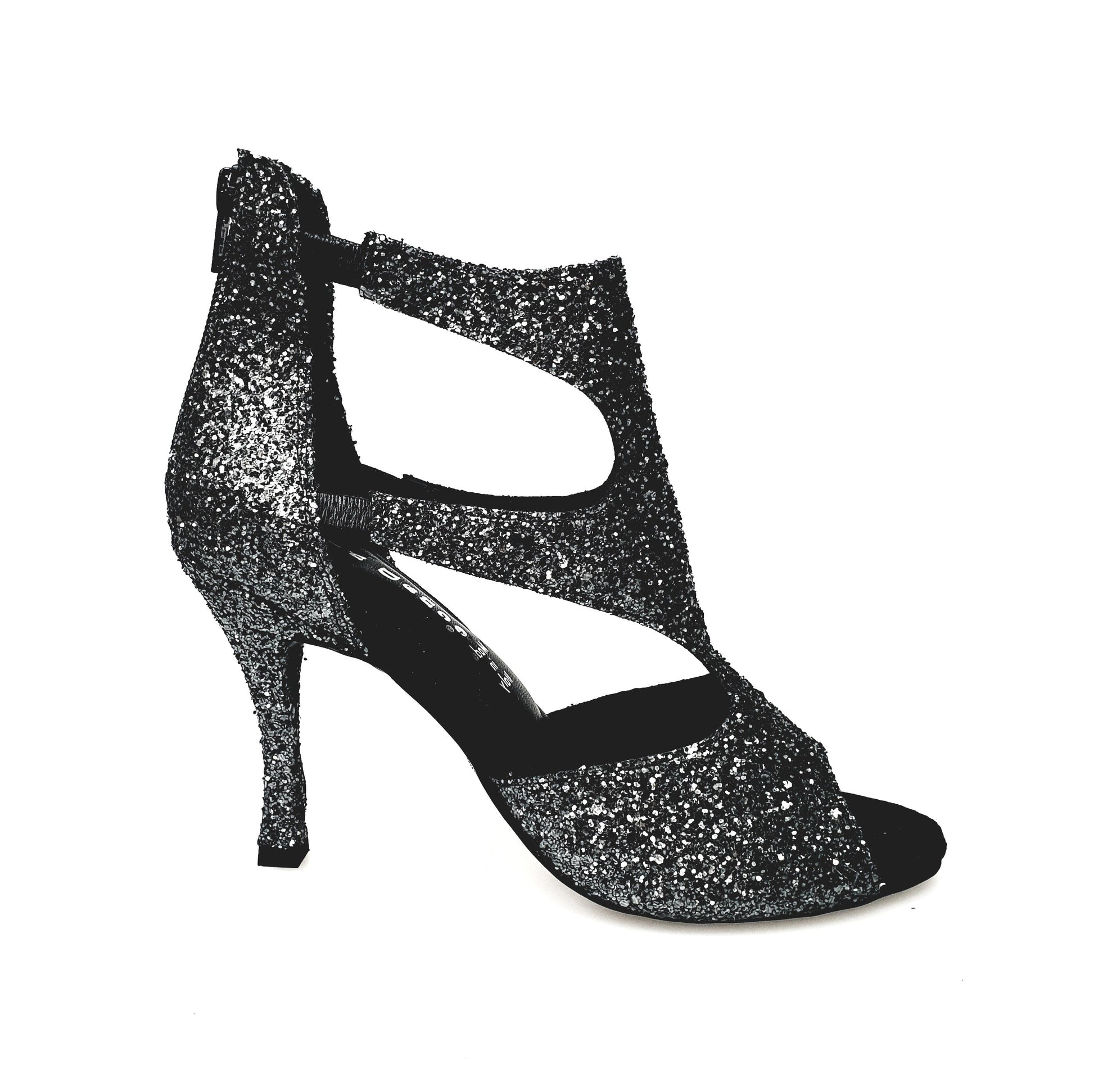 Sandalo donna Nina Kristall in cristallo carbonio con fodera in pelle, tacco quadrato sottile, scarpa elegante Wish Dance Shop