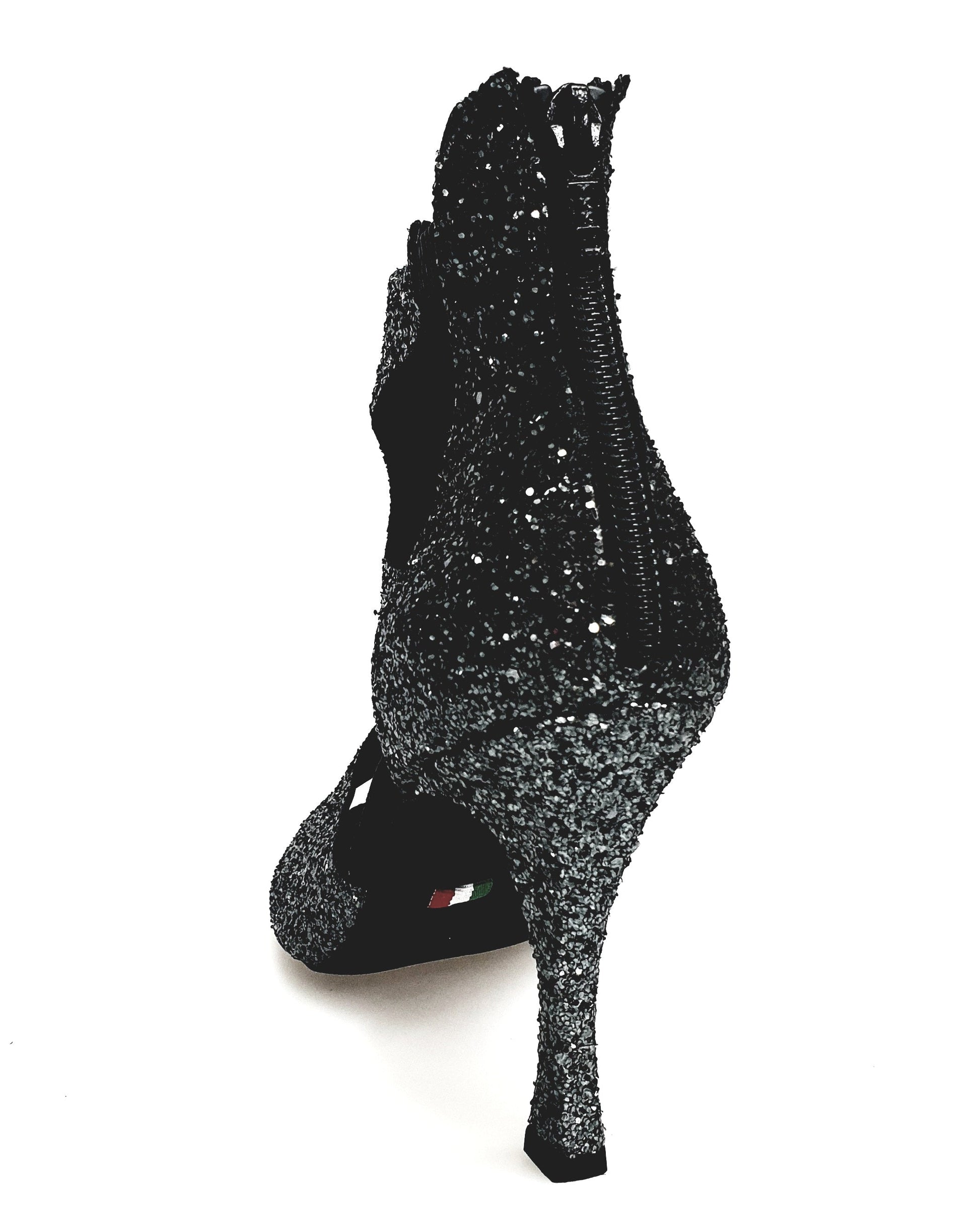 Sandalo donna Nina Kristall in cristallo carbonio con fodera in pelle, tacco squadrato sottile, scarpa Wish Dance Shop.