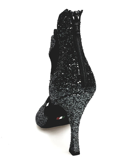 Sandalo donna Nina Kristall in cristallo carbonio con fodera in pelle, tacco squadrato sottile, scarpa Wish Dance Shop.