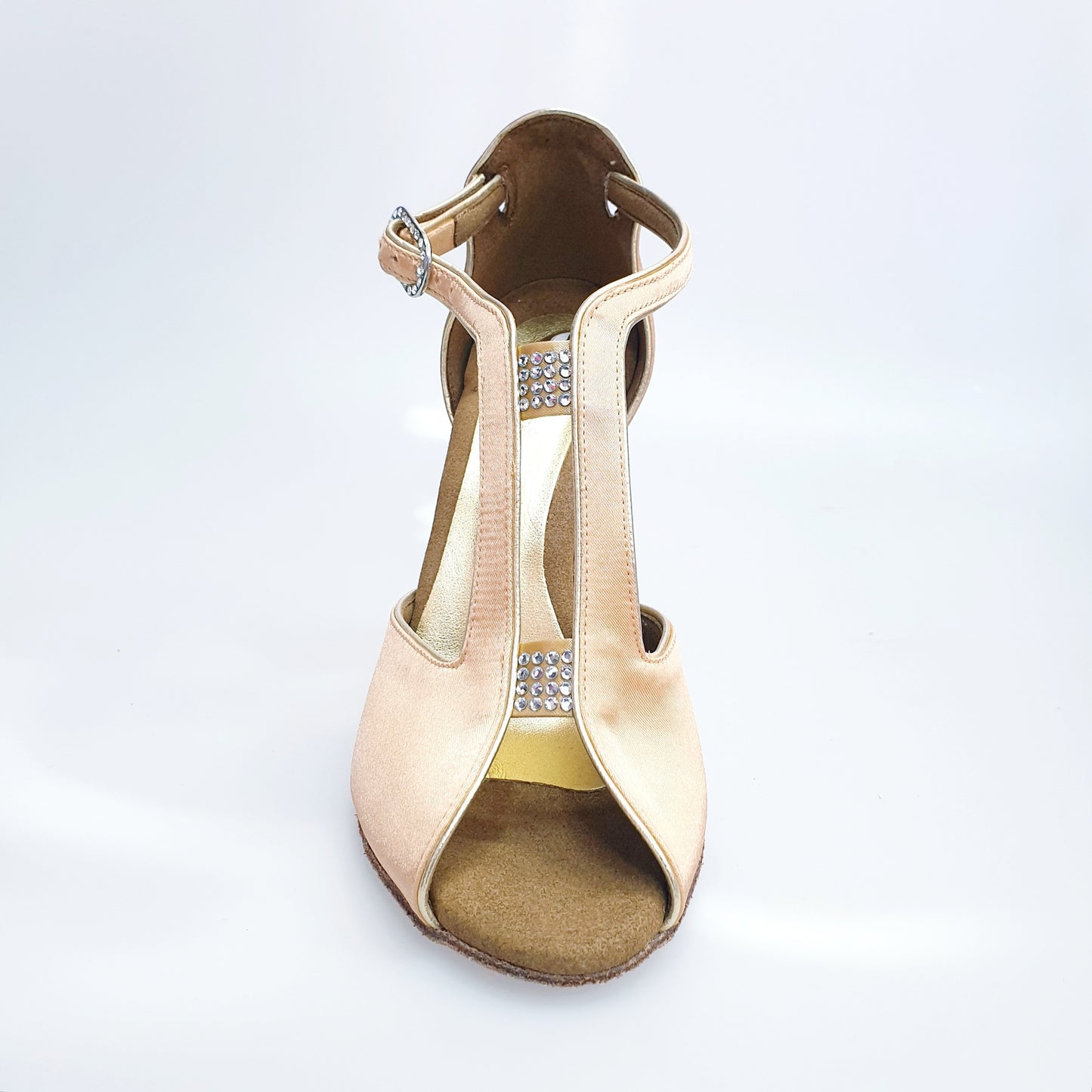Scarpa da donna Wish Dance Shop ELIDE 401 in raso di seta color carne con tacco a spillo laminato oro, elegante e raffinata